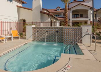 A spa with a tiled wall at The Villas at Ellis Manor, Fresno, California